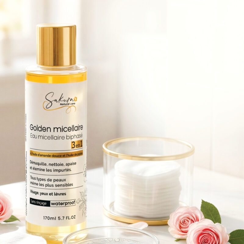 Golden Eau Micellaire Biphasée Naturelle – Sakura Natural Care Tunisie