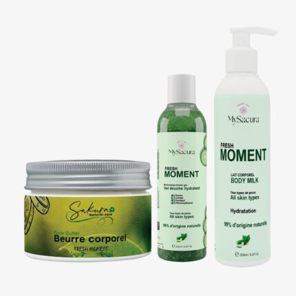 Pack Fresh Moment – Gel Douche, Lait et Beurre de Corps au parfum concombre | Sakura Natural Care