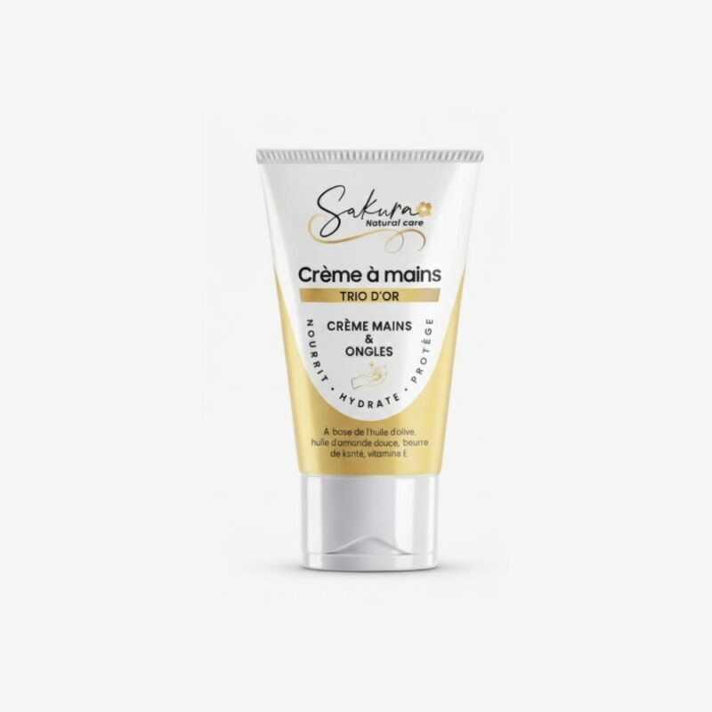 Crème mains et ongles nourrissante – Huile d’amande douce, Beurre de karité, Vitamine E – Sakura Natural Care